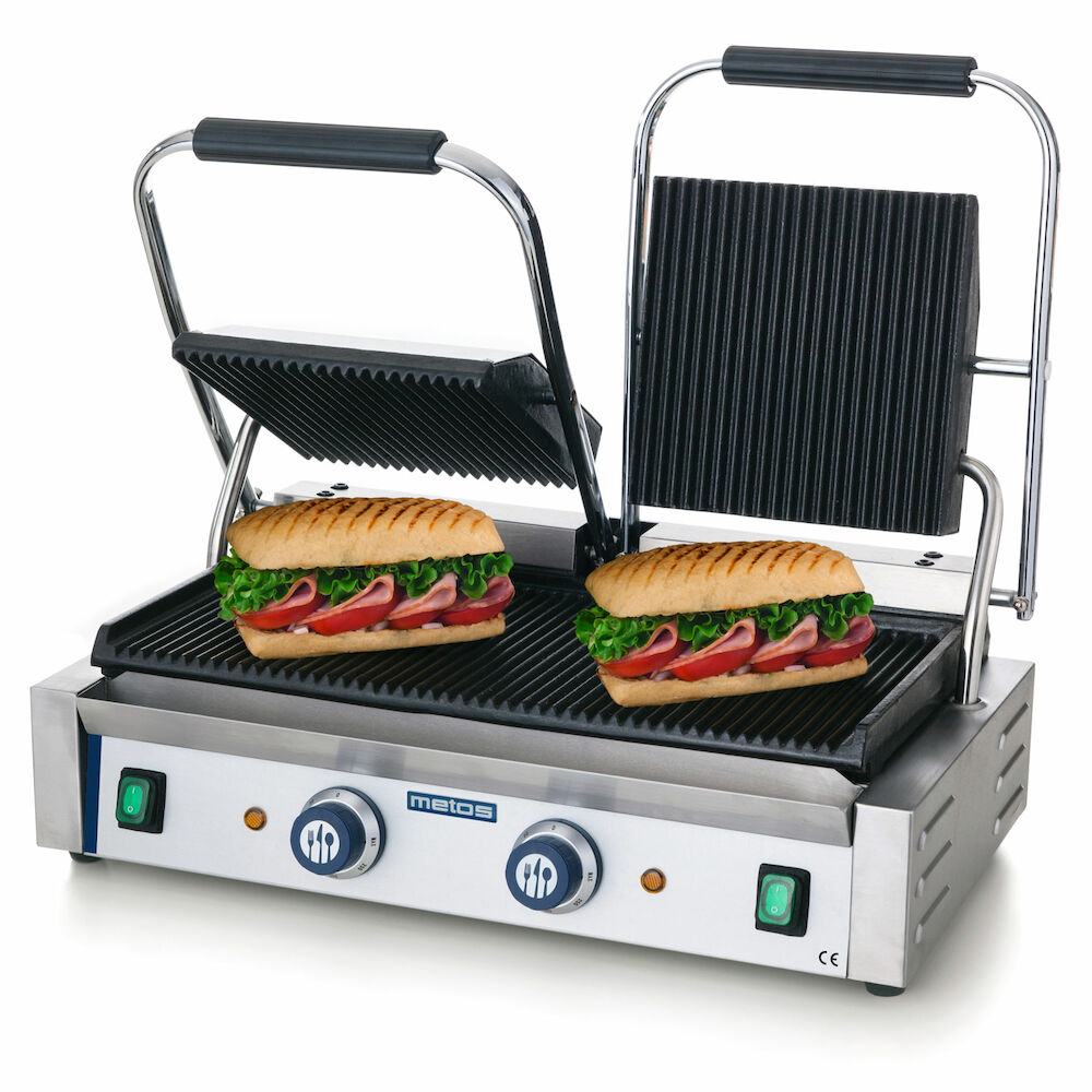 Panini grill Metos 475x230 räfflad, dubbel