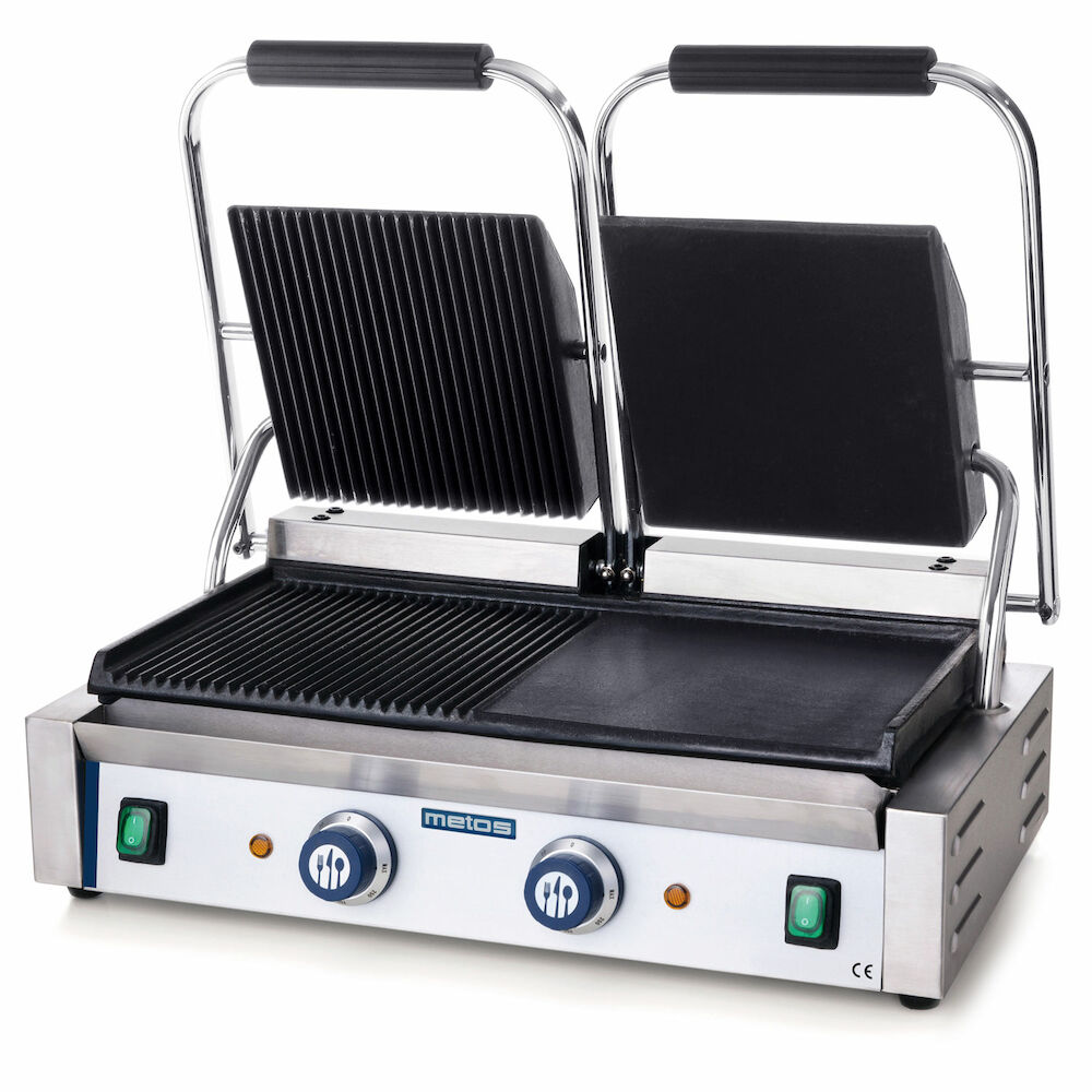 Panini grill Metos 475x230 halv slät/halv räfflad, dubbel