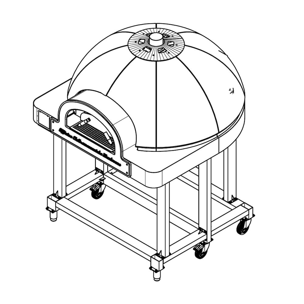 Stand for Metos DOME pizza oven, overturning model