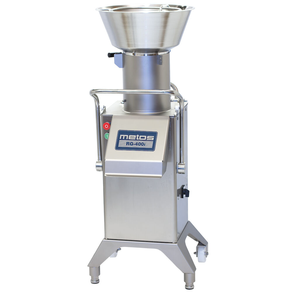 Vegetable slicer Metos RG-400i with feed hopper and cylinder