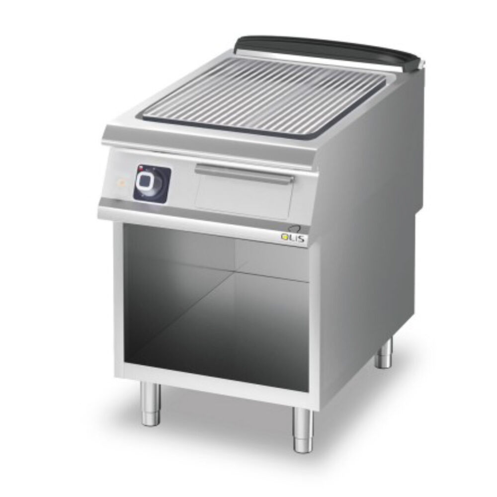 Griddle chromium/grooved  Metos Diamante D73/10SFTECR with open cupboard