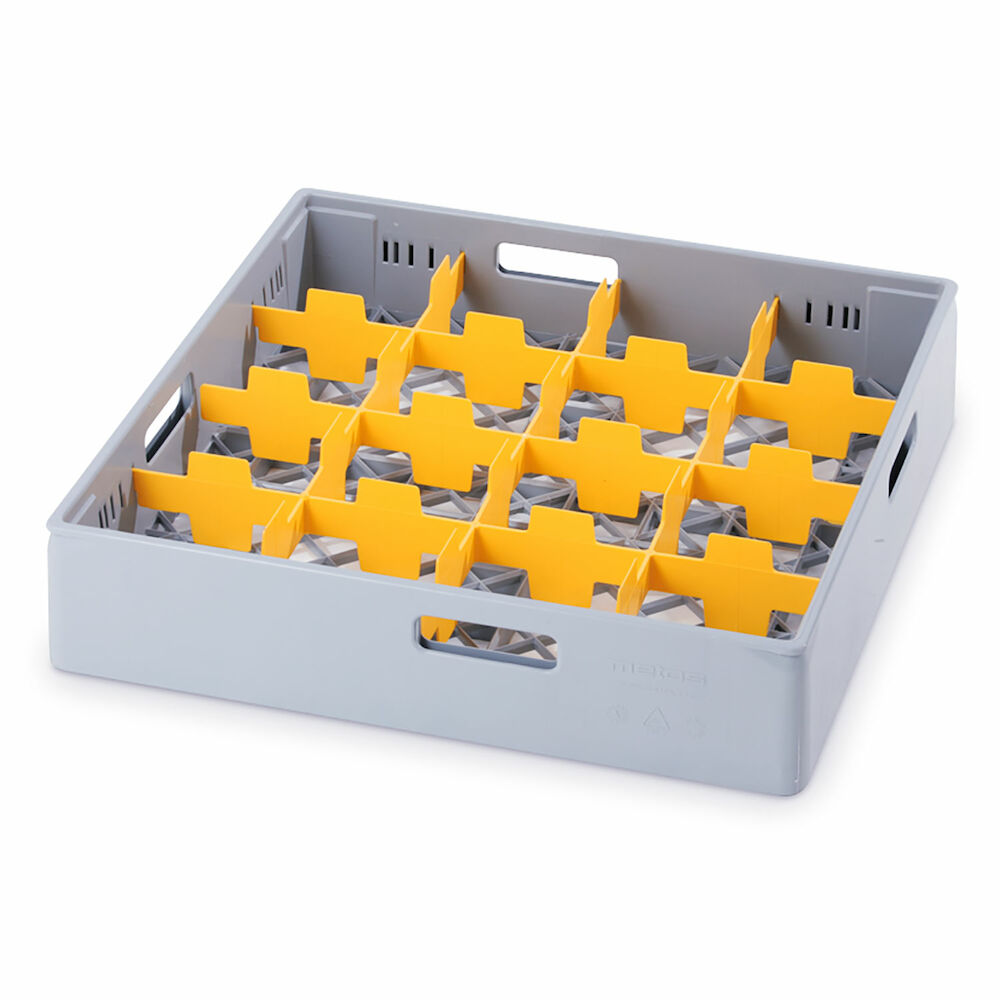 Grey compartment basket Metos with yellow compartment for 16
