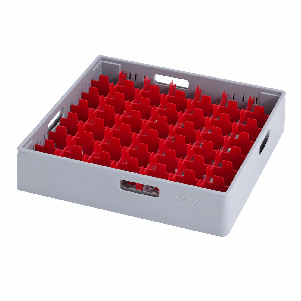 Grey compartment basket Metos with red compartment for 49 x