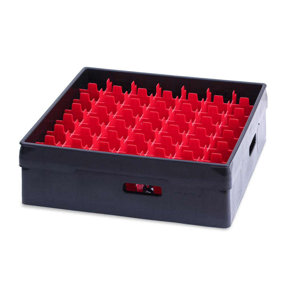 Musta lokerokori Metos mustalla kehyksellä ja punaisella lokerolla 49 xØ60x120 mm lasille