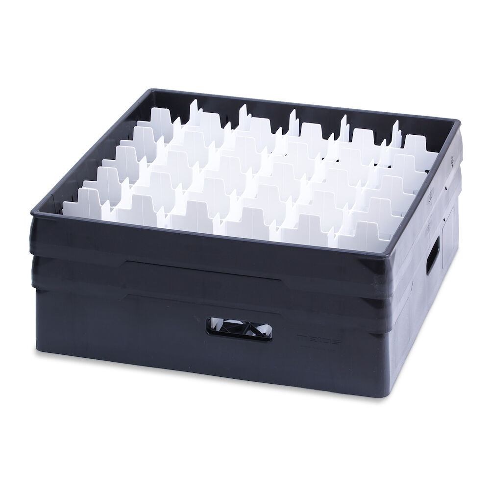 Black compartment basket Metos with black heightening frame